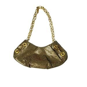 Maxx New York Gold Glitter Sequin Chain Clutch Small Purse Y2K Glam